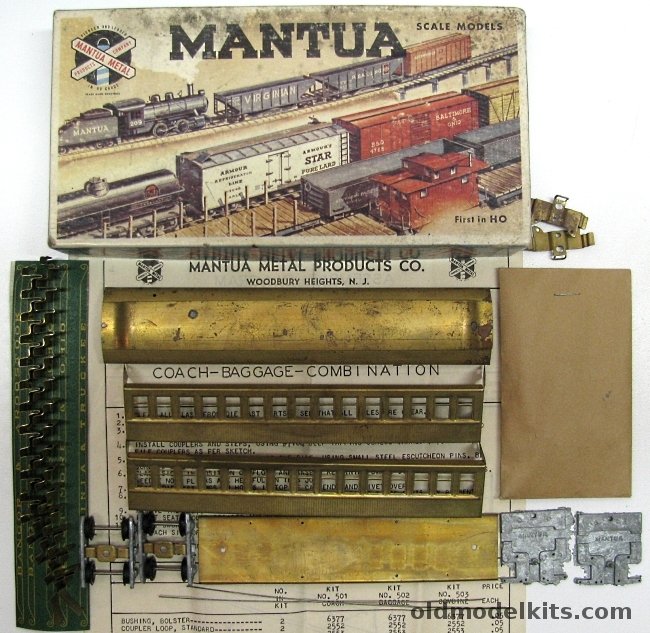 Mantua HO 1800s Wooden Passenger Coach Bangor & Aroostook - Brass Craftsman Kit, 501 plastic model kit